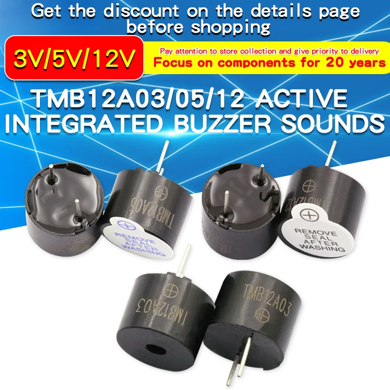 10 szt. Aktywny Brzęczyk 3V/5V/12V TMB12A03 TMB12A05 TMB12A12 Magnetyczny Długi Ciągły Dźwięk Sygnałowy 12095…