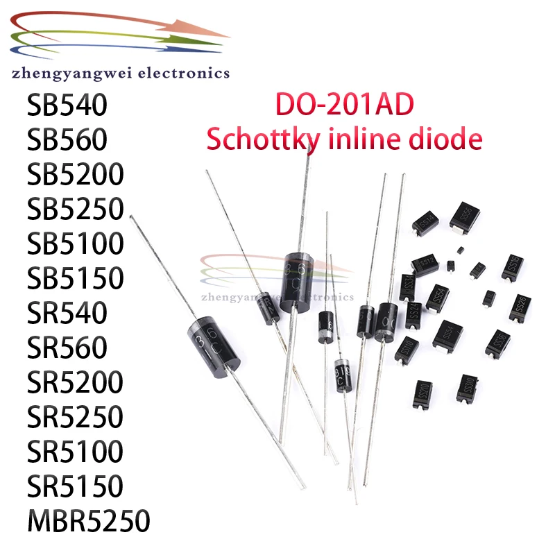10 szt. Dioda Schottky SB540 SB560 SB5200 SB5250 SB5100 SB5150 SR540 SR560 SR5200 SR5250 SR5100 SR5150 MBR5250…