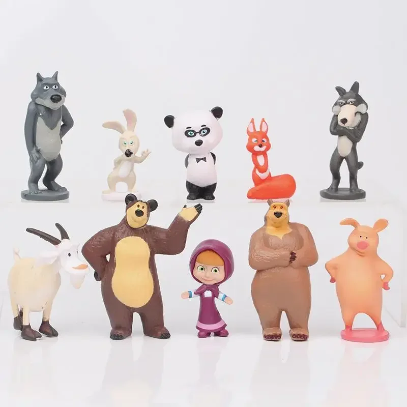 10 sztuk Figurki Akcji Masza i Niedźwiedź Model Anime Zabawki z Kreskówek Figurka Anime na Prezent dla…