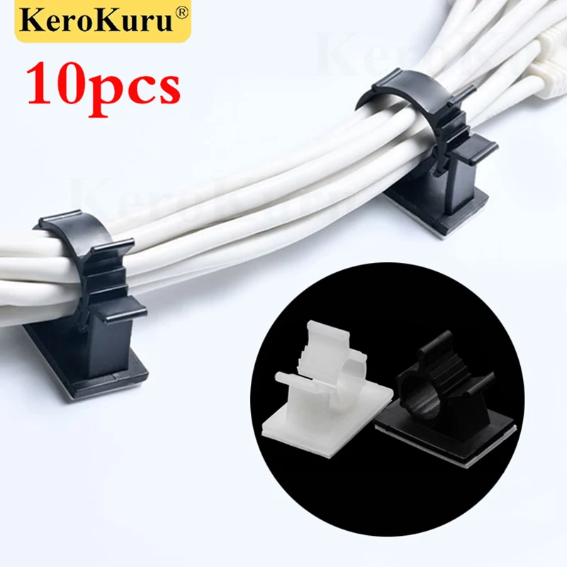 10 sztuk samoprzylepnych klipsów do organizowania kabli Regulowany uchwyt na kable do samochodu PC TV…