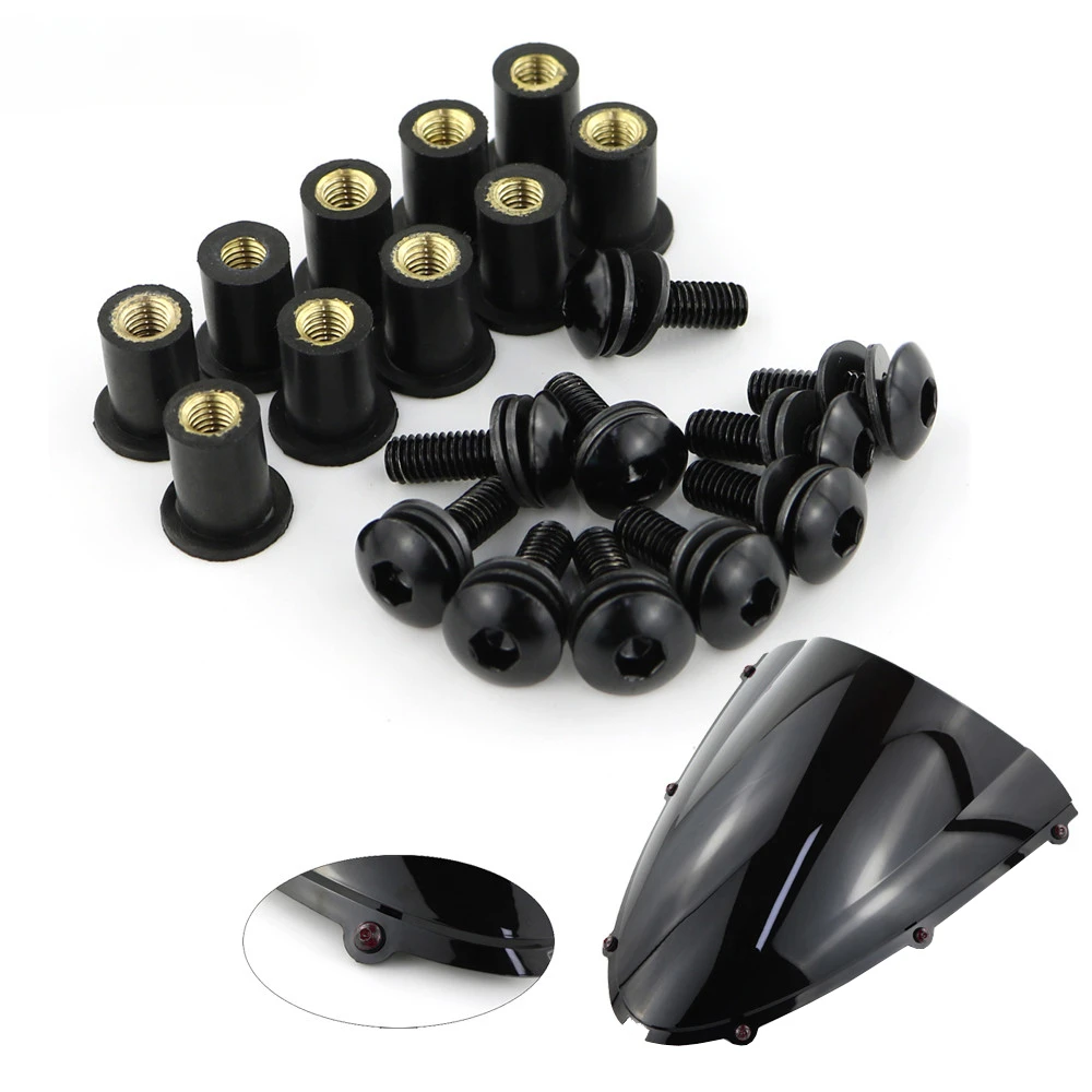 10 sztuk/zestaw zestaw motocykl M5 15mm metryczne gumowe nakrętki szyby owiewka anodyzowane aluminium Moto… 10 sztuk/zestaw zestaw motocykl M5 15mm metryczne gumowe nakrętki szyby owiewka anodyzowane aluminium Moto…