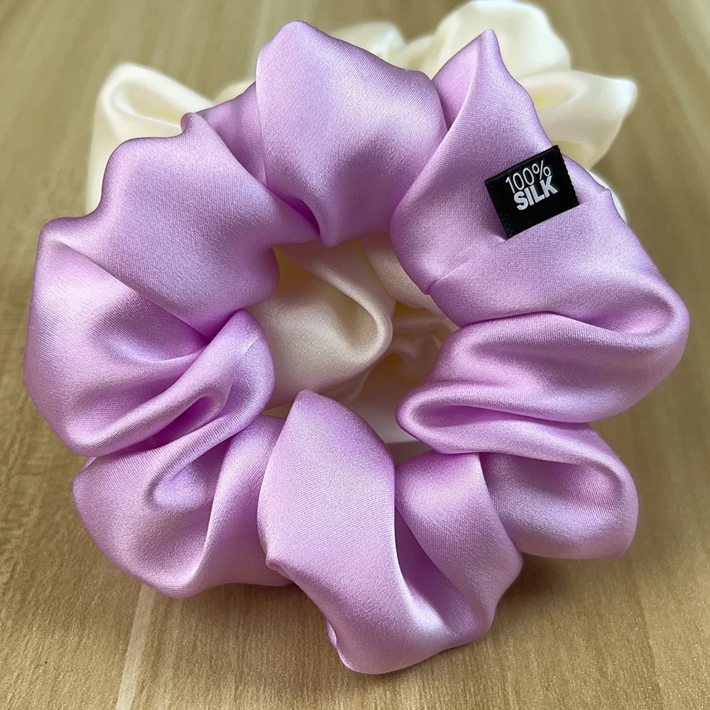 100% Mulberry Silk Hair Scrunchies Elastyczne gumowe opaski do włosów Duże gumowe sznurki do kucyków dla…