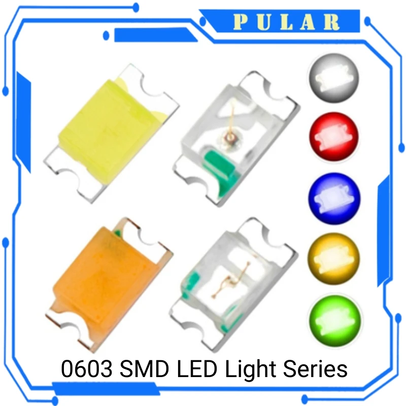 100 sztuk 0603 SMD LED dioda elektroluminescencyjna koralik niebieski czerwony żółty zielony ciepły biały…