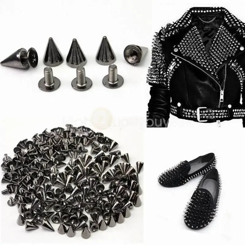 100 sztuk czarny Punk Spike nit śruba koralik DIY metalowe szpilki stożkowe skórzane rzemiosło plamy Rock 100 sztuk czarny Punk Spike nit śruba koralik DIY metalowe szpilki stożkowe skórzane rzemiosło plamy Rock