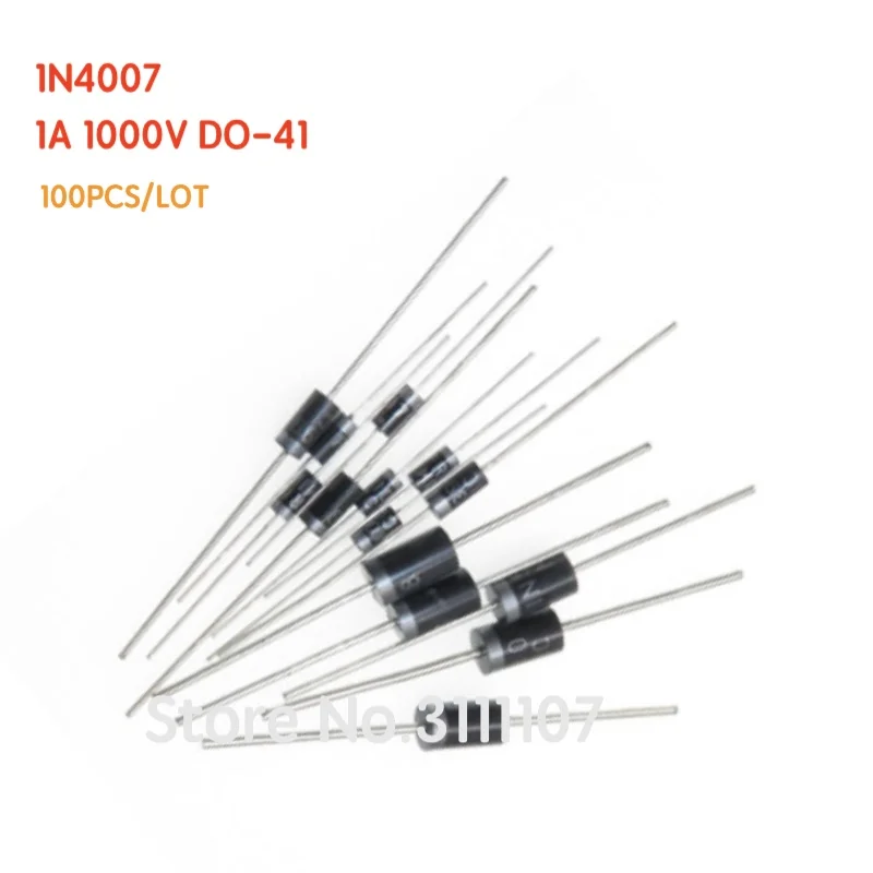 100 sztuk/partia 1N4007 1A 1000V 4007 DO-41 dioda prostownika IN4007 DIP 100% nowy i wysokiej jakości