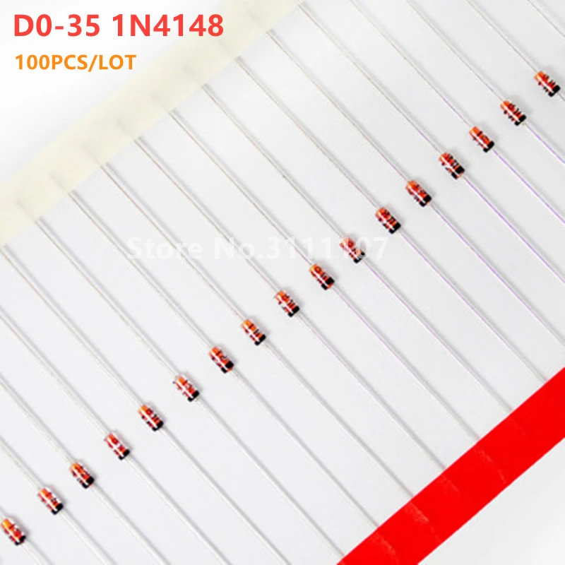 100 sztuk/partia D0-35 1N4148 szybkie diody przełączające