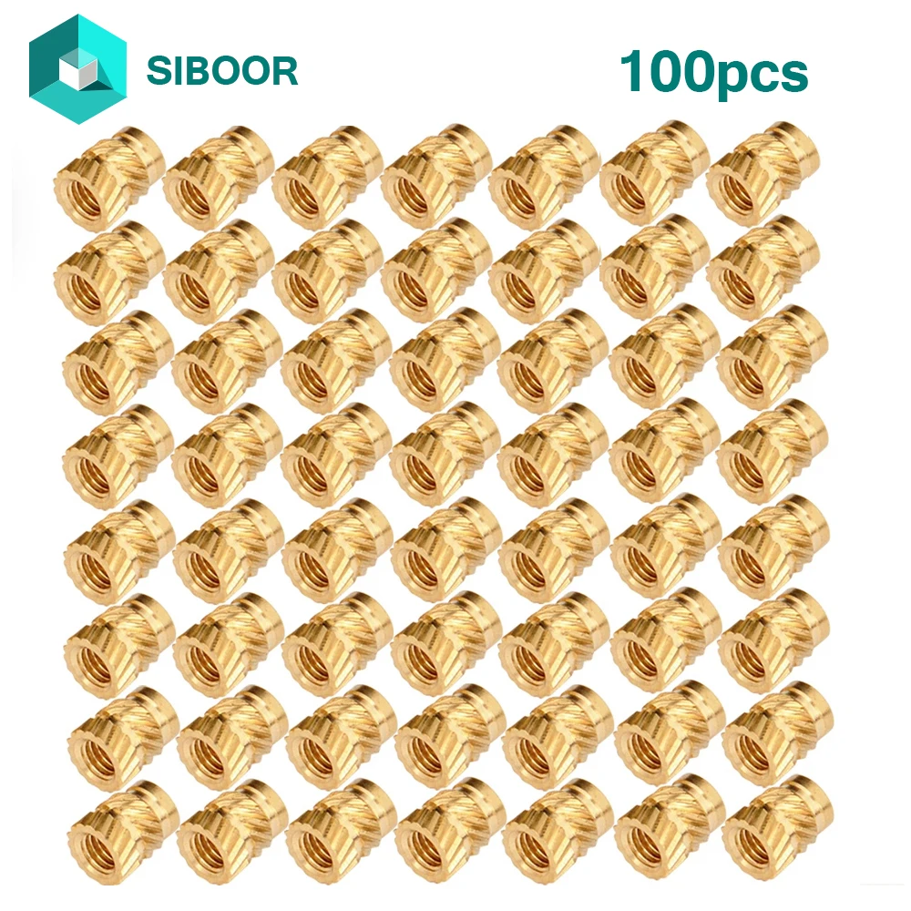 100PCS M3xD5xL4 Copper Thread Knurled Brass Threaded Heat Set Heat Resistant Insert Embedment Nut for 3D…