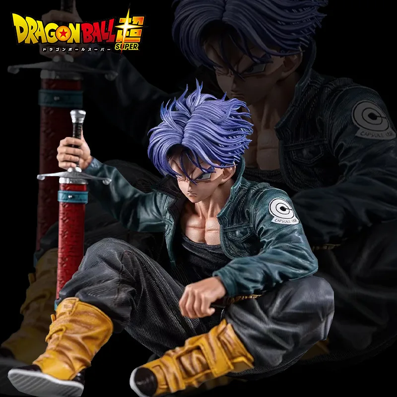 10cm Dragon Ball Trunks Action Figure Anime Super Saiyan Sitting Position Torankusu Figurka Lalka Statuetka…