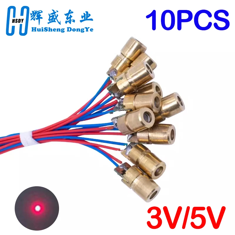 10szt Diody laserowe 5mW 650 nm Dioda RED Dot Laser Diod Circuit 3V/5V 5mW 650nm Moduł Wskaźnik Celownik…