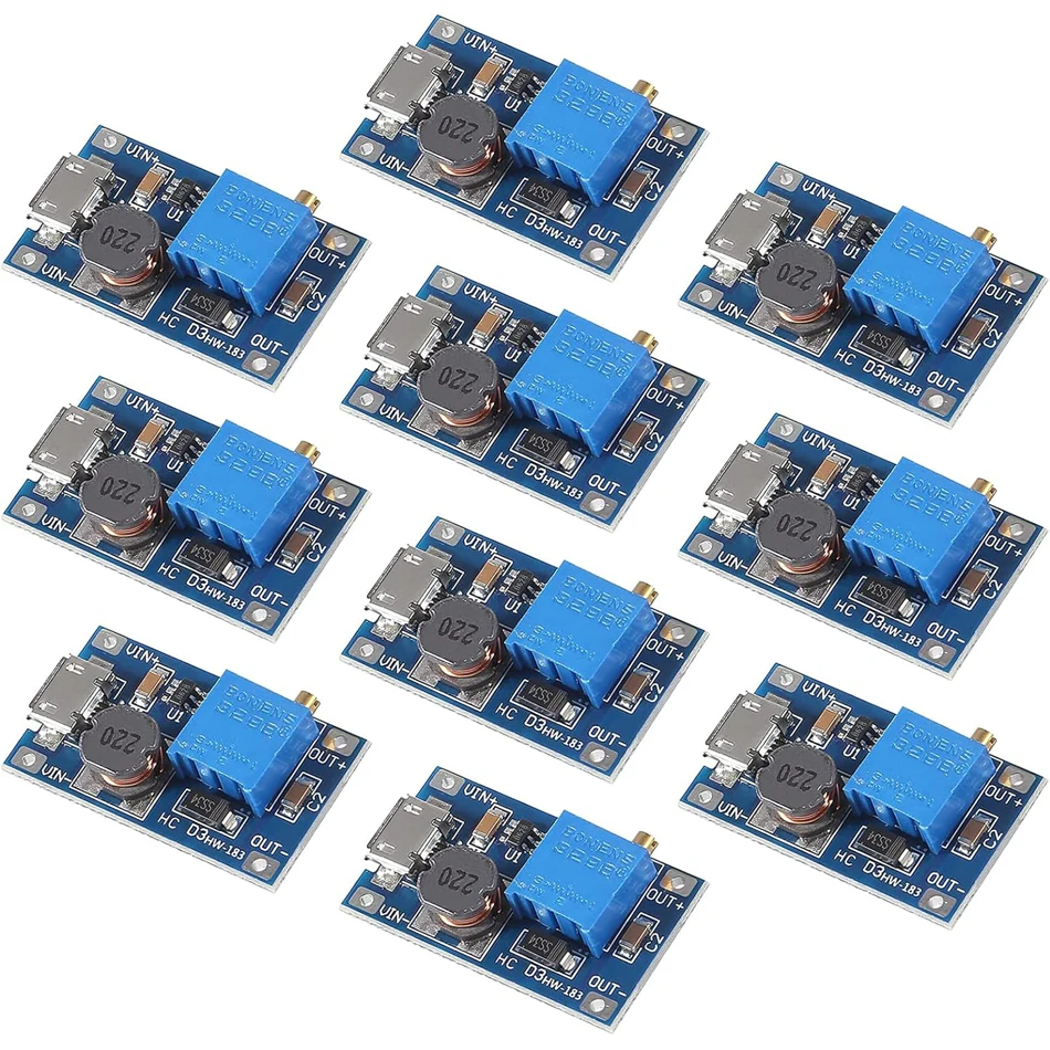 10szt MT3608 Regulowany moduł podwyższający napięcie Regulator napięcia Micro USB Type-c Wtyczka 2V-24V do…