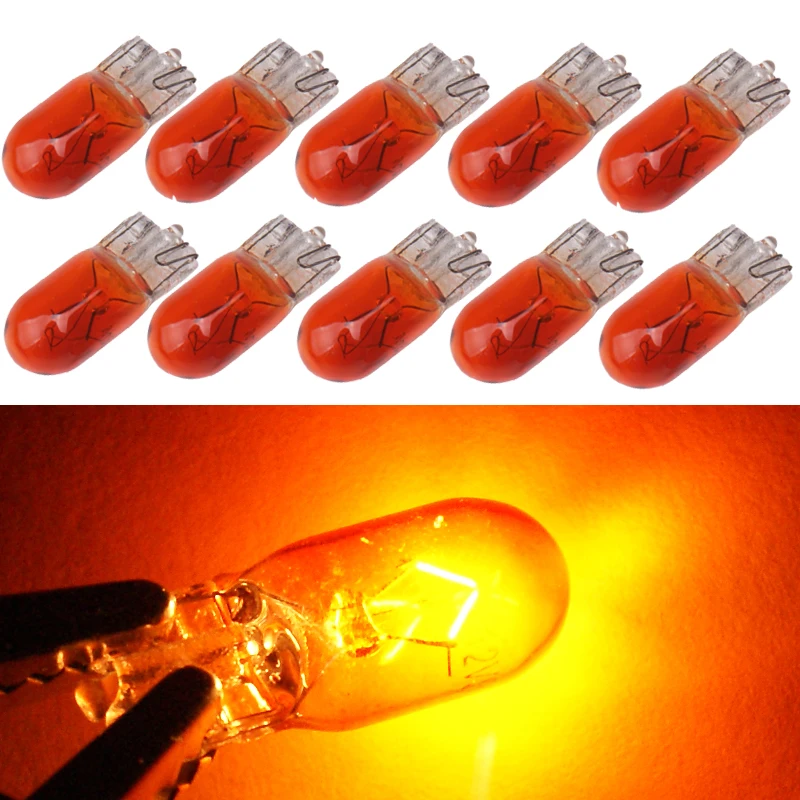 10szt Samochodowe W5W T10 194 158 Światła halogenowe Bursztynowe/białe 12V 5W Lampa klinowa Światło przyrządów…