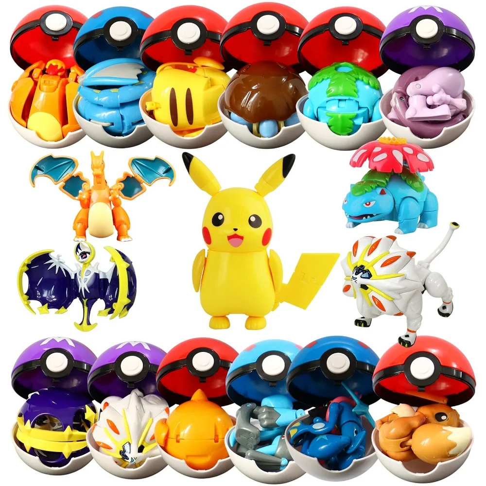 12 stylów Pokemon figurki zabawki wariant Model piłki Pikachu Jenny Turtle kieszonkowe potwory Mew-Two figurka…