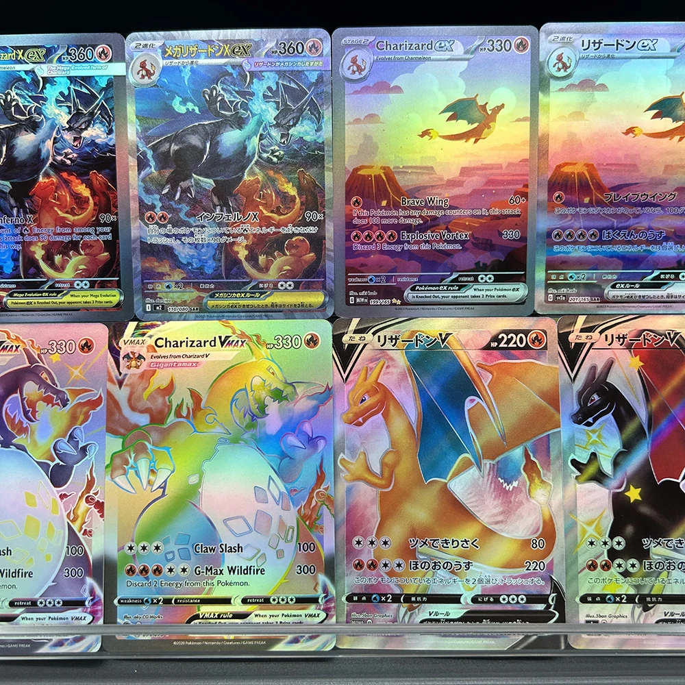 125/110 Mega Charizard Ex DIY Anime PTCG Flash Charizard Series Karta En/jp Kolekcjonerska Karta do Bitew…