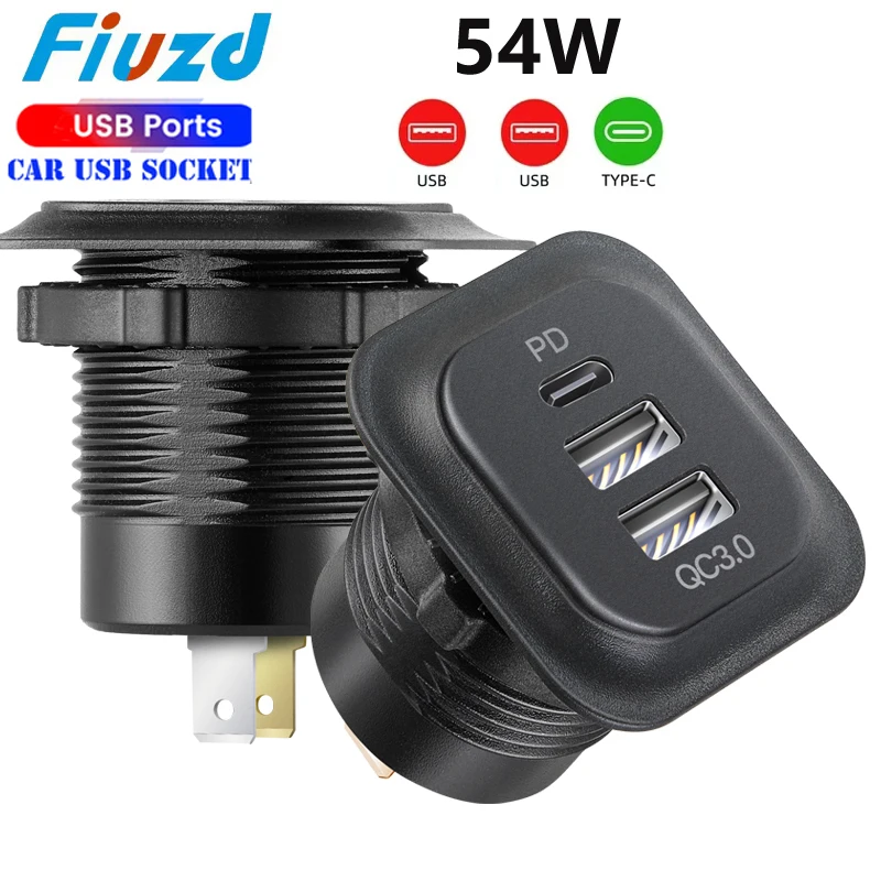 12v gniazdo zasilania samochodowego typu c ładowarka samochodowa szybkie ładowanie gniazdo usb a adapter QC3.0…