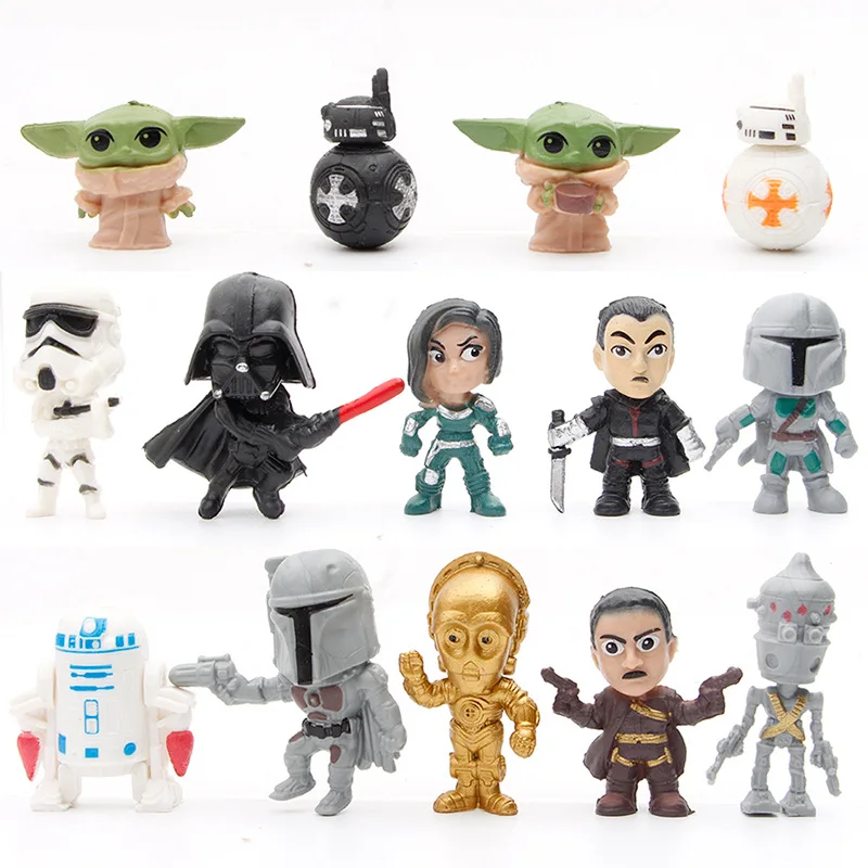 14szt/zestaw Darth Vader Manda lorian DIN DJARIN Baby Yoda Skywalker R2-D2 C-3PO BB-8 Figurka akcji Film…