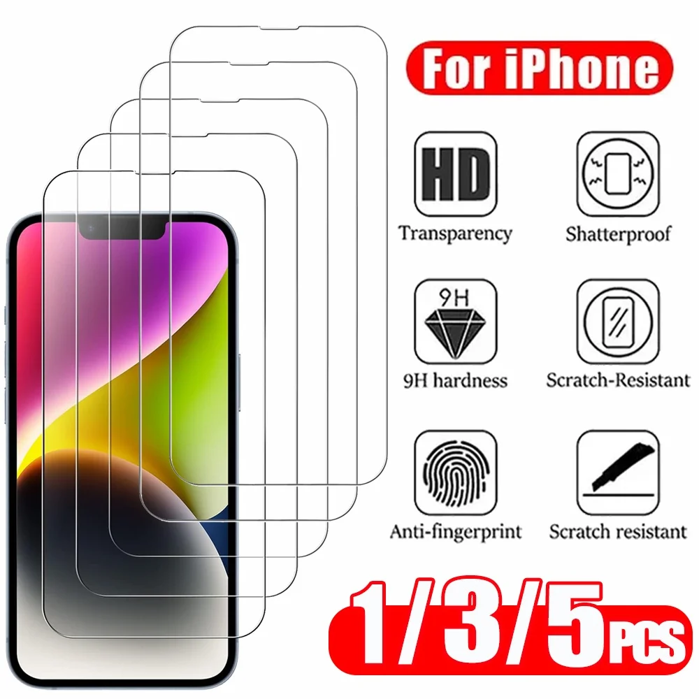 1~5 szt. HD Szkło ochronne do iPhone 16 17 Pro Max 17e 16e 15 14 13 12 folia ochronna ekranu dla iPhone 11 12…