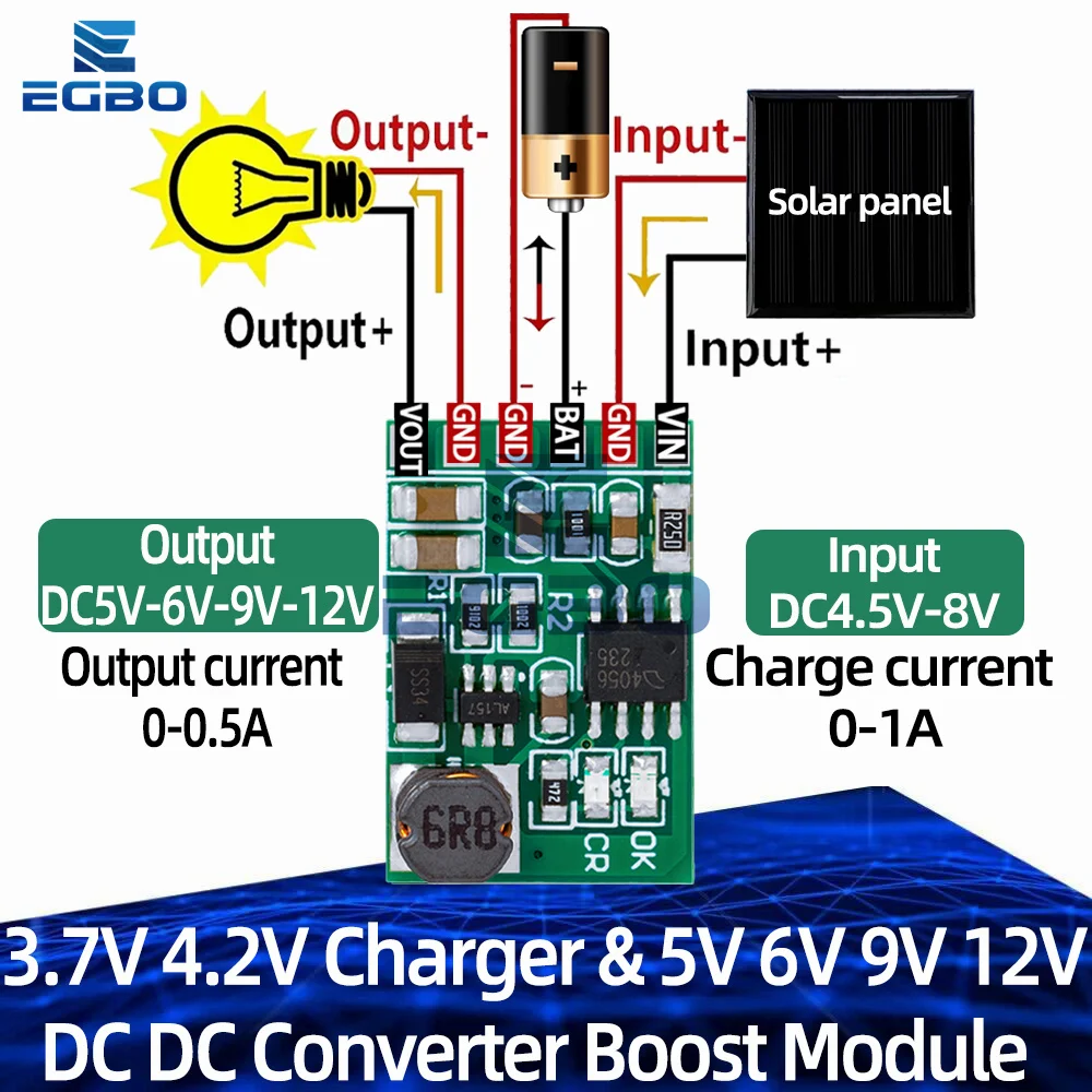 1~5 SZT. Ładowarka 3.7V 4.2V Konwerter DC-DC Boost 5V 6V 9V 12V Płytka Ładowarki i Rozładowarki do Zasilania…