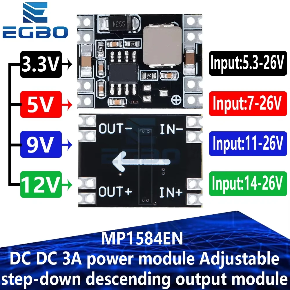 1~5 SZT. Moduł zasilania 3.3V 5V 9V 12V Regulowany MP1584EN DC DC 3A moduł obniżający napięcie wyjściowe… 1~5 SZT. Moduł zasilania 3.3V 5V 9V 12V Regulowany MP1584EN DC DC 3A moduł obniżający napięcie wyjściowe…
