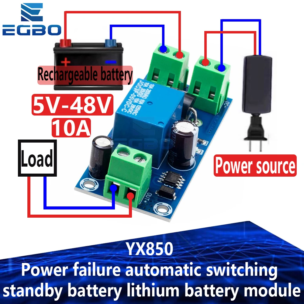 1~5 SZT. YX850 Automatyczny przełącznik awaryjny zasilania baterią litową moduł baterii DC 5V-48V uniwersalny…