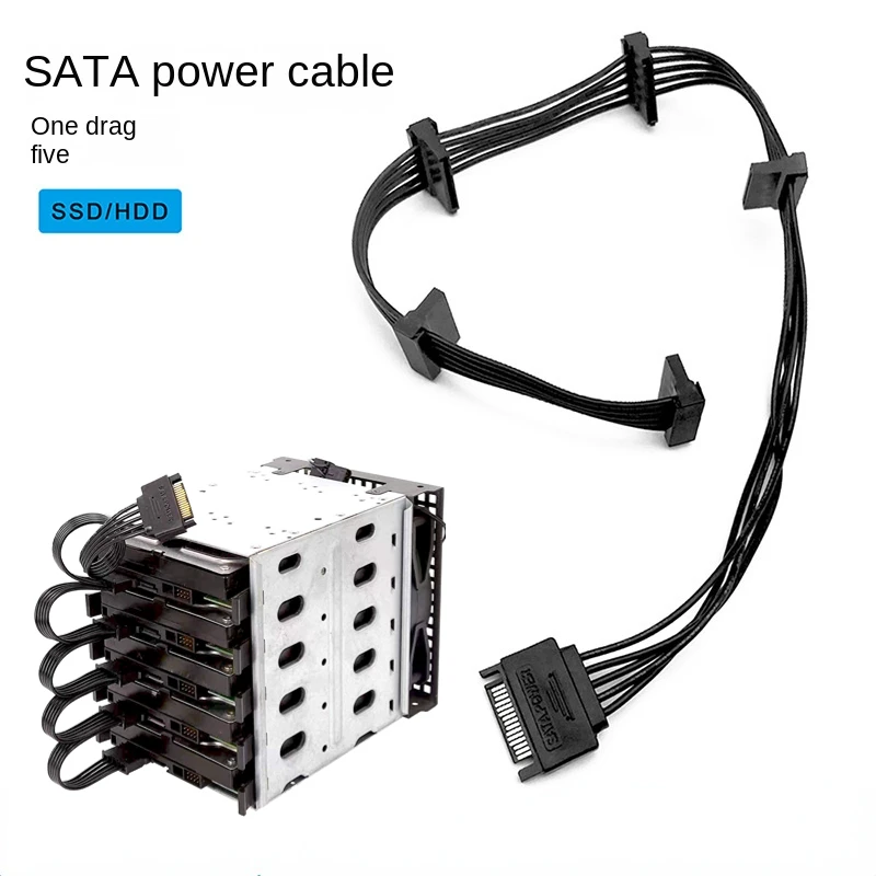 15Pin SATA/4PIN rozdzielacz zasilania kabel dysk twardy 1 męski na 5 żeński przedłużacz do DIY PC Sever 15Pin SATA/4PIN rozdzielacz zasilania kabel dysk twardy 1 męski na 5 żeński przedłużacz do DIY PC Sever