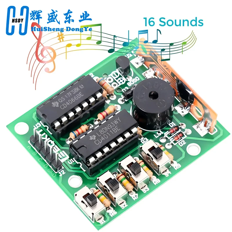 16 Music Sound Box BOX-16 Board 16-Tone Electronic Module DIY Kit Parts Components Soldering Practice Learning…