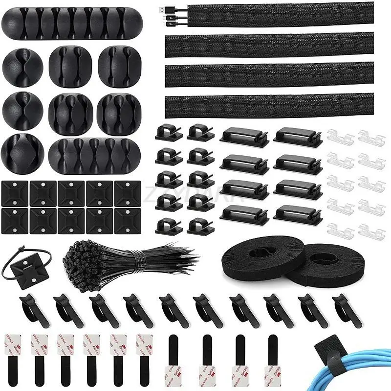 173 PCS Zestaw do zarządzania kablami zawiera organizer, klipsy do kabli, paski do organizowania kabli i… 173 PCS Zestaw do zarządzania kablami zawiera organizer, klipsy do kabli, paski do organizowania kabli i…