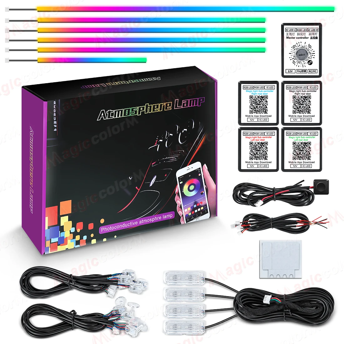 18 w 1 LED-owe oświetlenie ambientowe do samochodu 213 64-kolorowe RGB Symphony Streamer Bluetooth Rainbow… 18 w 1 LED-owe oświetlenie ambientowe do samochodu 213 64-kolorowe RGB Symphony Streamer Bluetooth Rainbow…