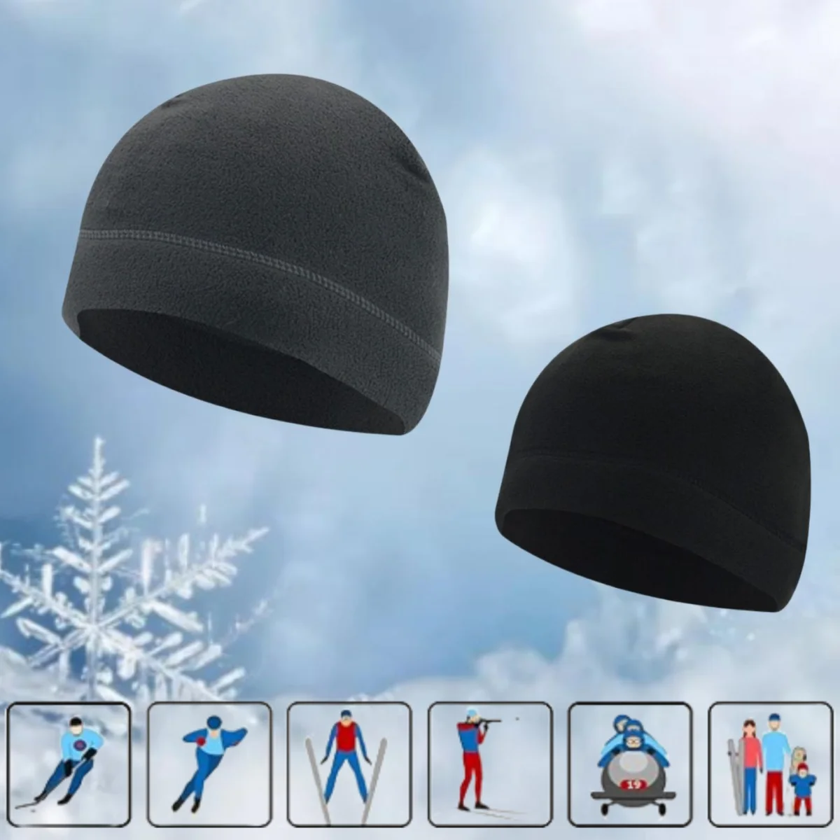 1PC Ciepła zimowa czapka z czaszkami Miękka polarowa czapka z grubym wiatroodpornym czapką Outdoor Beanie Cap…