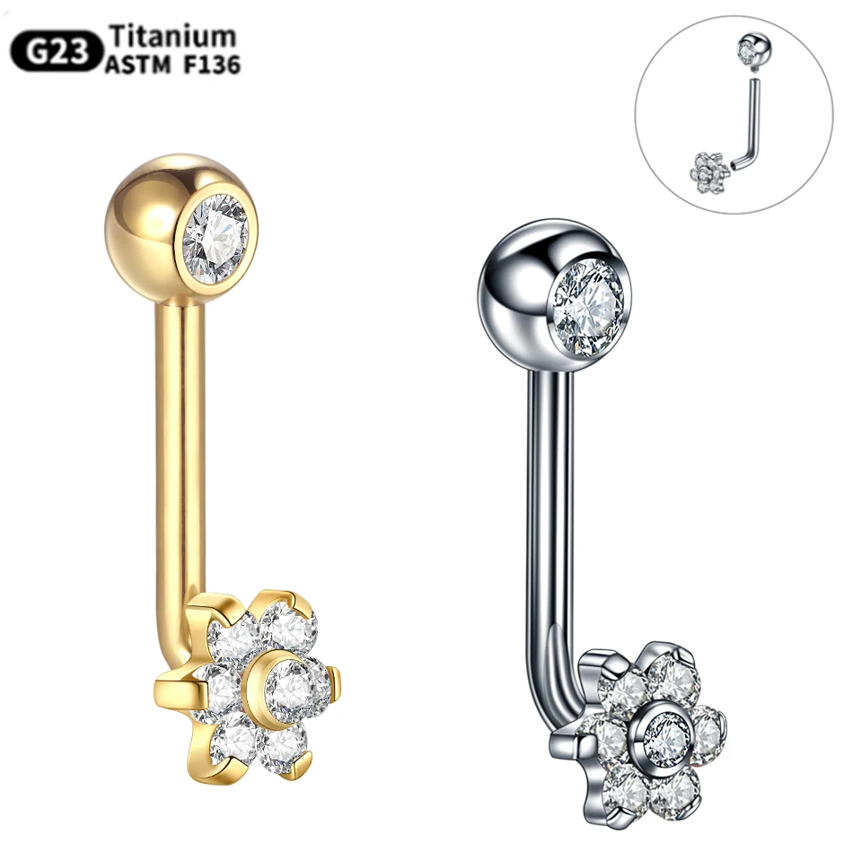 1PC Titanium Christina Piercing Flower Vertical Hood Intimate Piercing Gold Color Sexy Belly Rings Biżuteria…