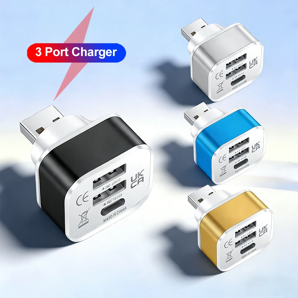 1X 3-portowy nowy 2.0 2USB + rozszerzenie ładowarki typu c rozdzielacz USB Adapter koncentratora USB…
