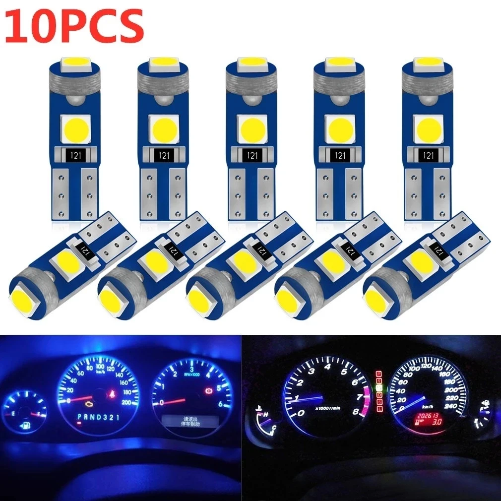 2/10 sztuk T5 żarówka Led W3W W1.2W Led Canbus oświetlenie wnętrza samochodu deska rozdzielcza wskaźnik…