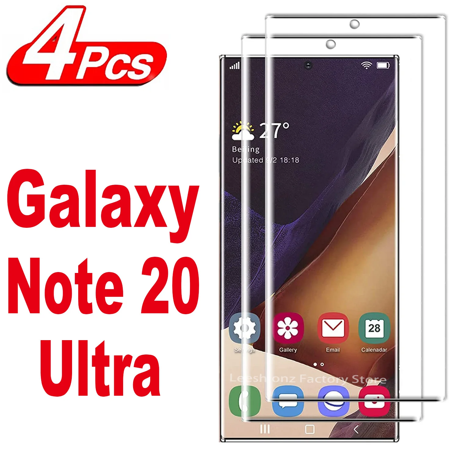 2/4 szt. HD Zakrzywione Szkło Hartowane na Ekran do Samsung Galaxy Note 20 Ultra 5G, Czterorzędowy Klej na…