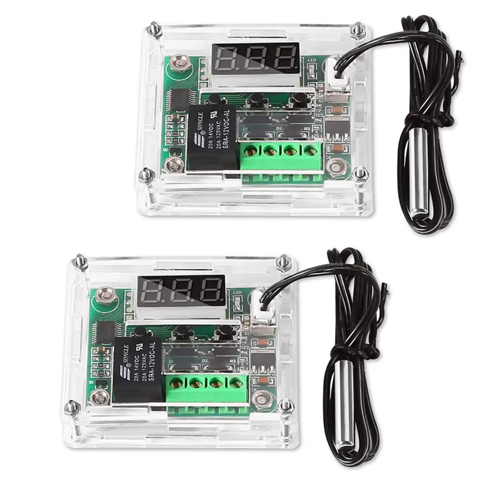 2/4 szt. Moduł regulatora temperatury z obudową XH W1209 wyświetlacz LED cyfrowy moduł termostatu wodoodporna…