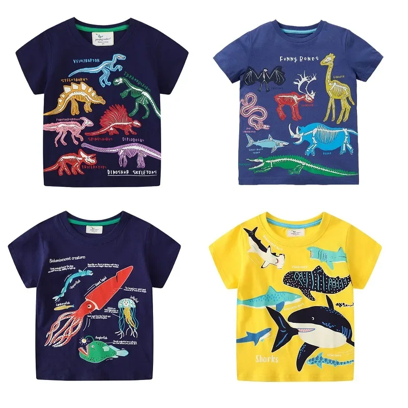 2-7 lat dzieci świecący rekin kreskówkowy dinozaur koszulka 100% bawełna Boys Baby Tees letnie nowe topy z… 2-7 lat dzieci świecący rekin kreskówkowy dinozaur koszulka 100% bawełna Boys Baby Tees letnie nowe topy z…