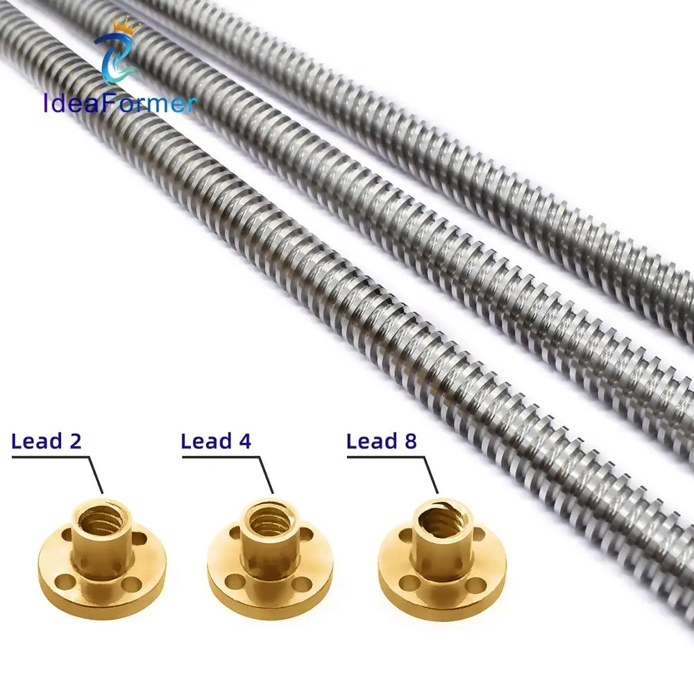 2 Set T8 Diameter 8mm Pitch 2mm Lead 2/4/8mm Trapezoidal Spindle Lead Screw Length…