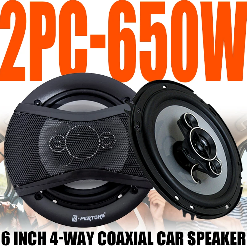 2 SZT. 6-calowy Koaksjalny Subwoofer HiFi 1300W (2*650W) Samochodowy Głośnik Audio Stereo 12V Pełnozakresowy…