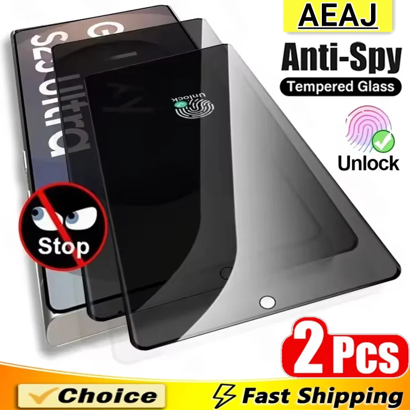 2 szt. AEAJ Osłona ekranu z odciskiem palca do Samsung Galaxy S24 S25 Ultra S23 S22 S24 S25 Plus Anti-spy…