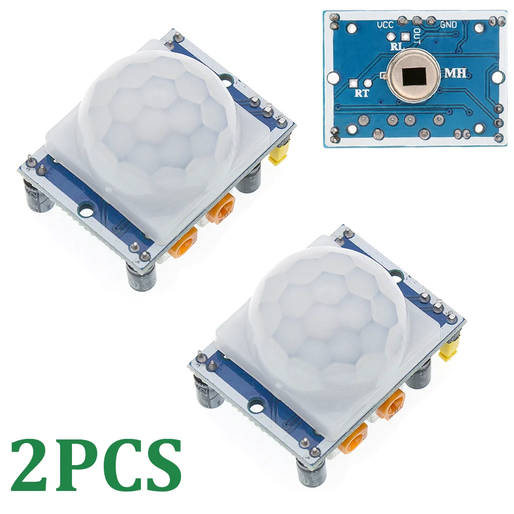 2 szt. Czujnik PIR HC-SR501 dostosuj IR piroelektryczny moduł czujnika ruchu na podczerwień dla Raspberry Pi…