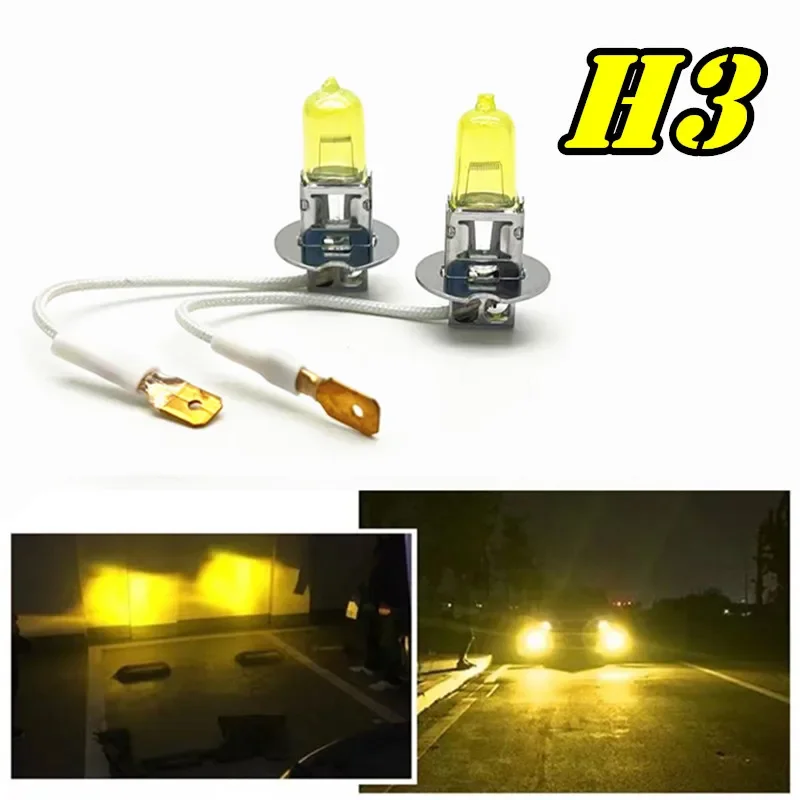 2 szt. H3 reflektor 3000K lampa halogenowa wymień aktualizację 12V55W Super żółte światło odporne na deszcz i…