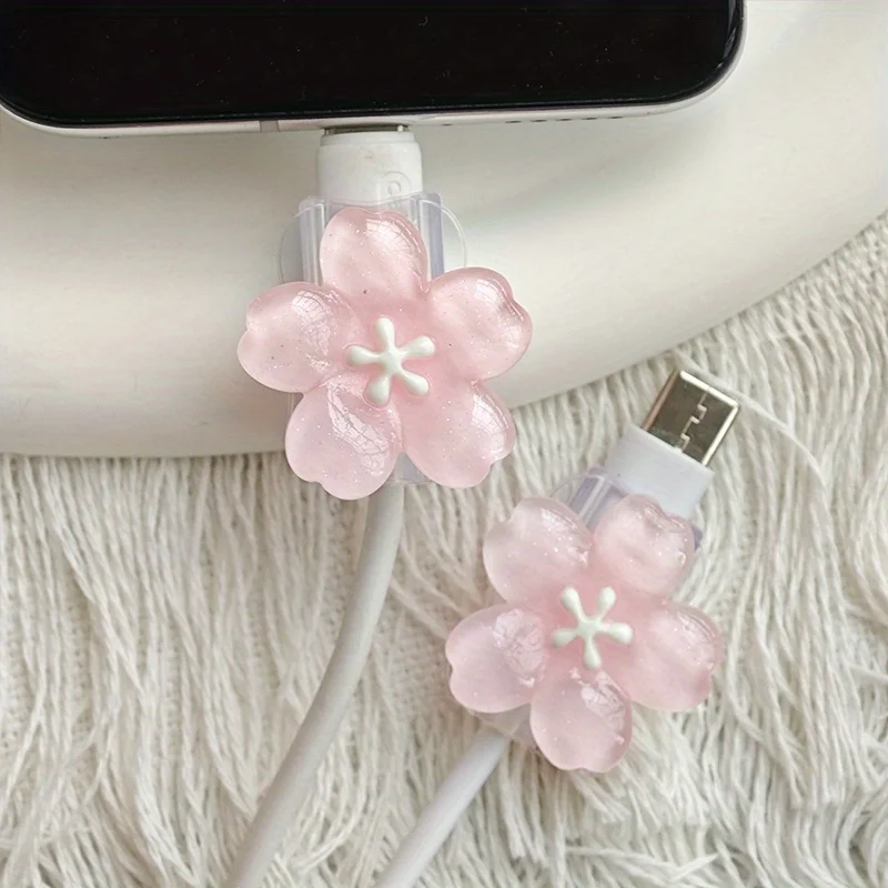 2 szt. Ochraniacze kabli w kształcie kwiatu wiśni, osłonki na przewody, zestaw ochronny na kabel do… 2 szt. Ochraniacze kabli w kształcie kwiatu wiśni, osłonki na przewody, zestaw ochronny na kabel do…
