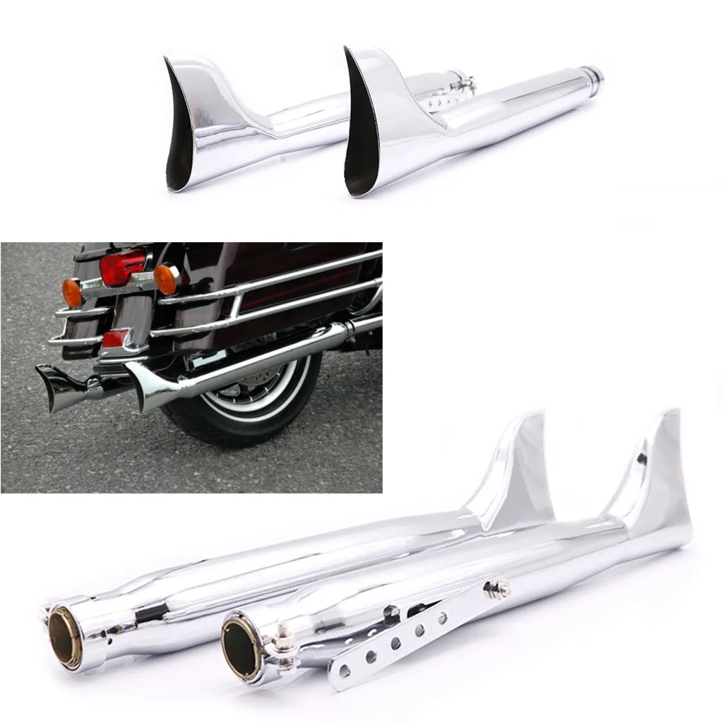 2 szt. Tłumiki tłumik wydechowy typu Fishtail wsuwane na tłumiki do motocykla Harley Touring uniwersalne 2 szt. Tłumiki tłumik wydechowy typu Fishtail wsuwane na tłumiki do motocykla Harley Touring uniwersalne