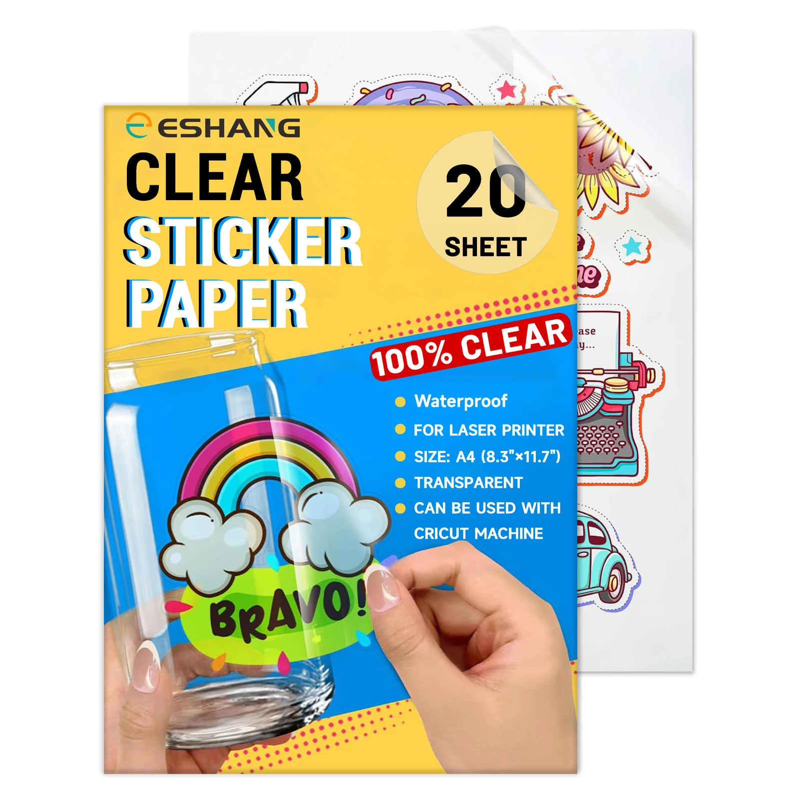 20 arkuszy papieru samoprzylepnego A4 do drukowania przezroczystych naklejek, wodoodporny, transparentny… 20 arkuszy papieru samoprzylepnego A4 do drukowania przezroczystych naklejek, wodoodporny, transparentny…