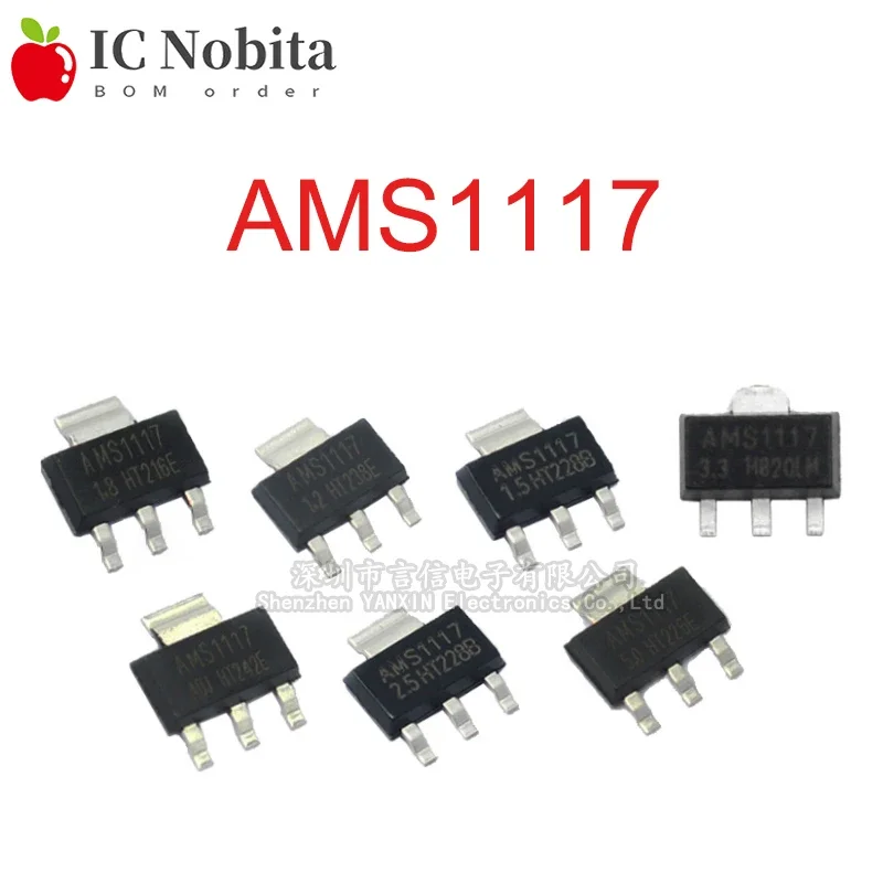 20 sztuk AMS1117 1.2V 1.5V 1.8V 2.5V 3.3V 5V ADJ LM1117 1117 liniowy regulator napięcia SOT223 IC nowość