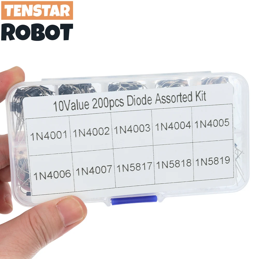 200 sztuk 10 wartości dioda prostownicza zestaw asortymentowy 1N4001 1N4002 1N4003 1N4004 1N4005 1N4006 1N4007…