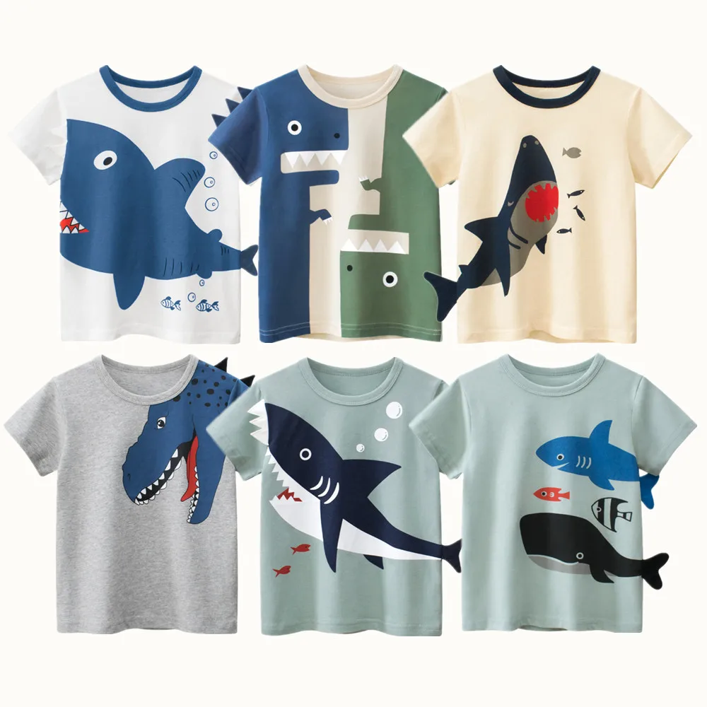 2022 Odzież dziecięca dla chłopców 100% bawełna Urocze koszulki z krótkim rękawem 3D Sharks Dinosaur Cartoon… 2022 Odzież dziecięca dla chłopców 100% bawełna Urocze koszulki z krótkim rękawem 3D Sharks Dinosaur Cartoon…