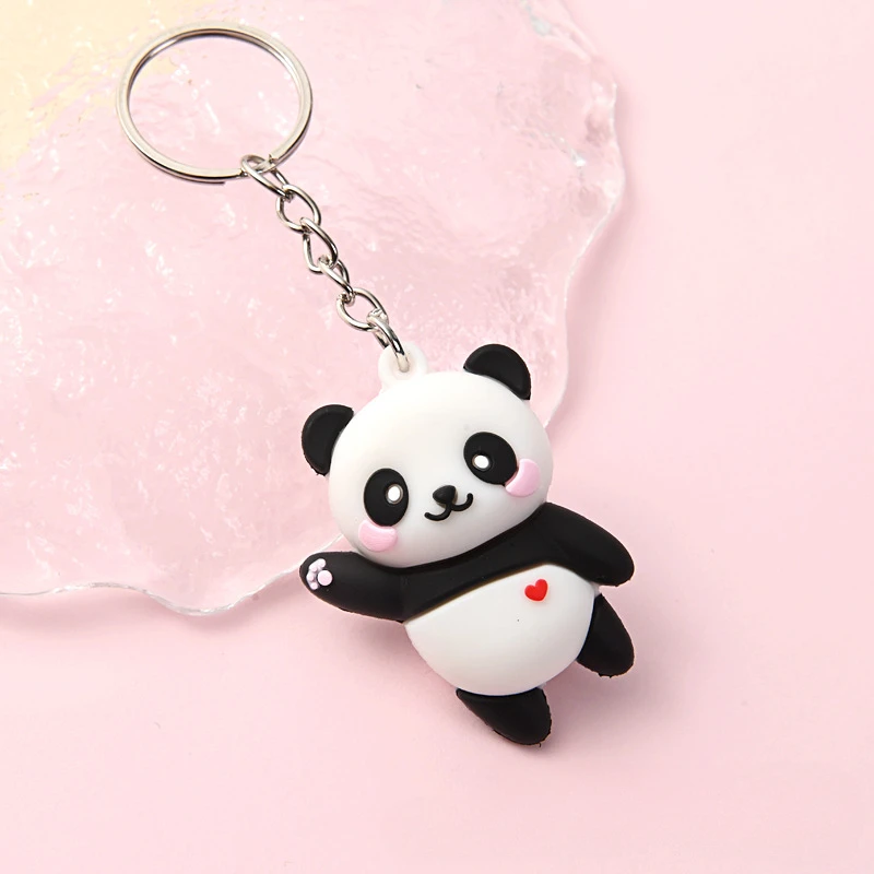 2023 nowości Cute Cartoon para Panda brelok do kluczy z wisiorkiem torba samochodowa breloczki dla damska…