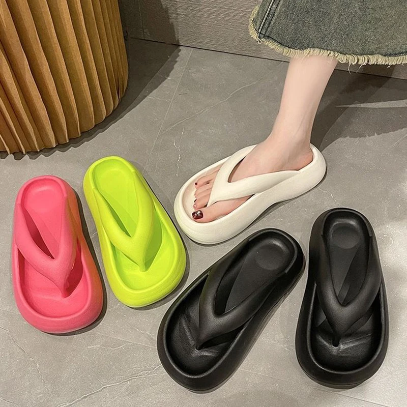 2023 Summer Fashion Platform Flip Flops Women Outdoor Thick Sole Pillow Slippers Woman Candy Color Non Slip… 2023 Summer Fashion Platform Flip Flops Women Outdoor Thick Sole Pillow Slippers Woman Candy Color Non Slip…