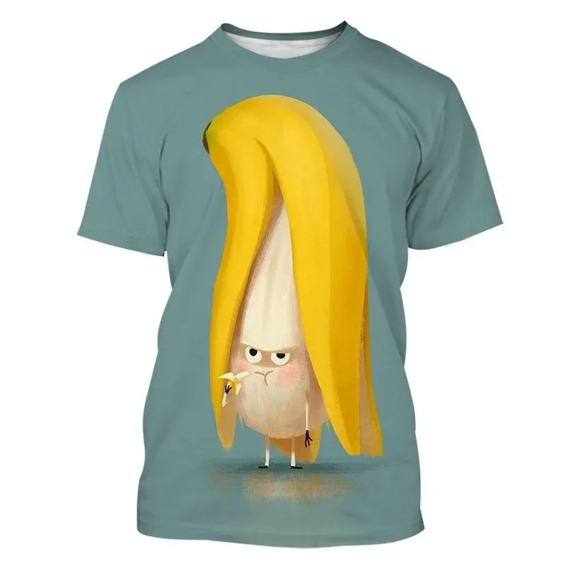2024 Casual Fruit Design Fun Banana 3D Printed T-shirt New Fashion Unisex Hip Hop Street Short Sleeve Top…