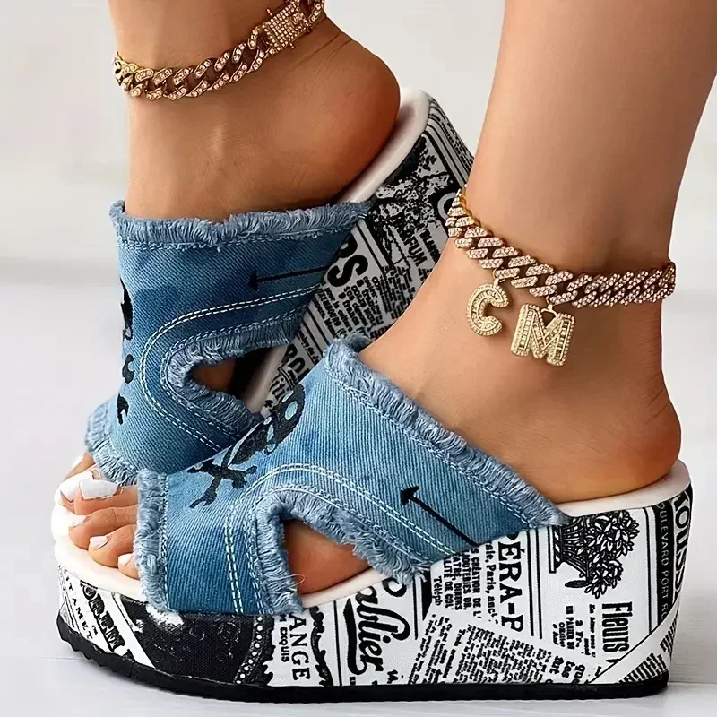 2025 damskie kliny kapcie buty na platformie Casual kapcie na zewnątrz Peep Toe sandały moda plażowa slajdy… 2025 damskie kliny kapcie buty na platformie Casual kapcie na zewnątrz Peep Toe sandały moda plażowa slajdy…