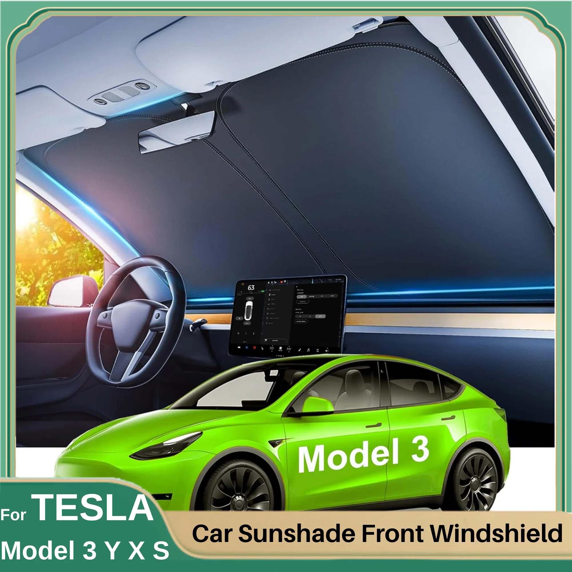 2025 Do Tesla Model Y Juniper Model 3 Highland Osłona przeciwsłoneczna na przednią szybę Składana izolacja… 2025 Do Tesla Model Y Juniper Model 3 Highland Osłona przeciwsłoneczna na przednią szybę Składana izolacja…